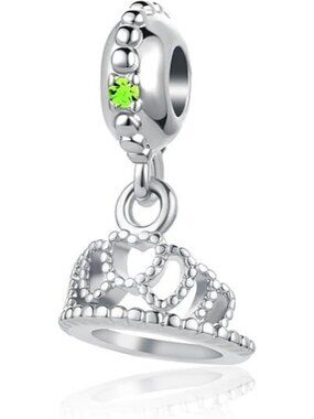 August Birthstone Princess Queen Crown Charm For Pandora Bracelets Jewelry